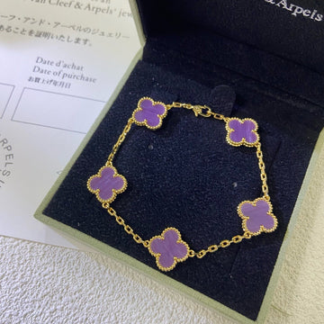 [Elowen jewelsry ]CLOVER  5 MOTIFS  PURPLE VIOLET BRACELET