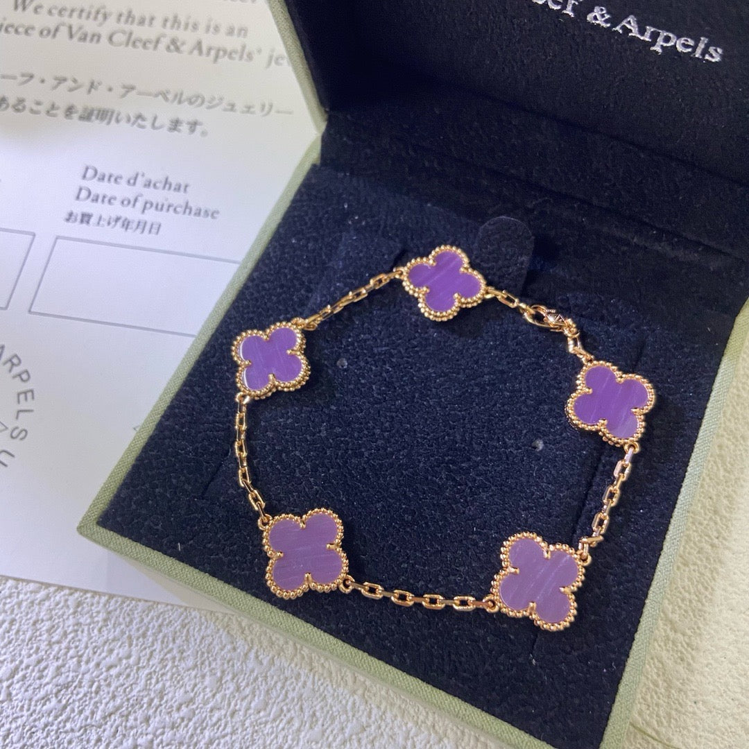 [Elowen jewelsry ]CLOVER  5 MOTIFS  PURPLE VIOLET BRACELET
