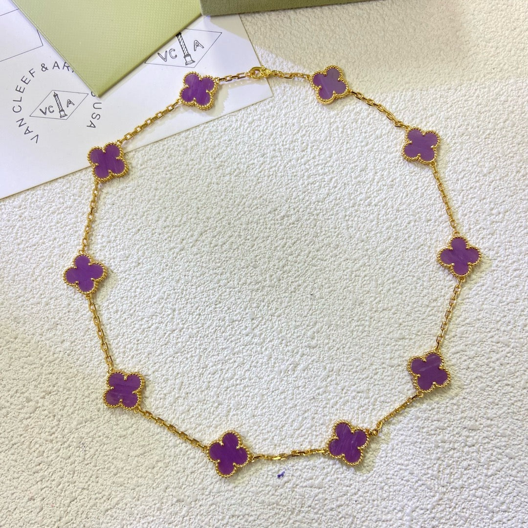 [Elowen jewelsry ]CLOVER 10 MOTIFS  PURPLE VIOLET  NECKLACE