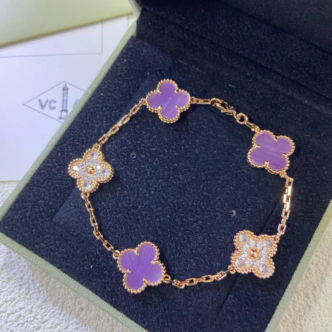 [Elowen jewelsry ] CLOVER 5 MOTIF VIOLET BRACELET COLLECTION