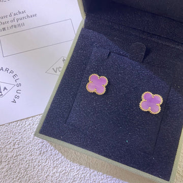 [Elowen jewelsry ]CLOVER MINI 9.5MM  PURPLE VIOLET EARRINGS