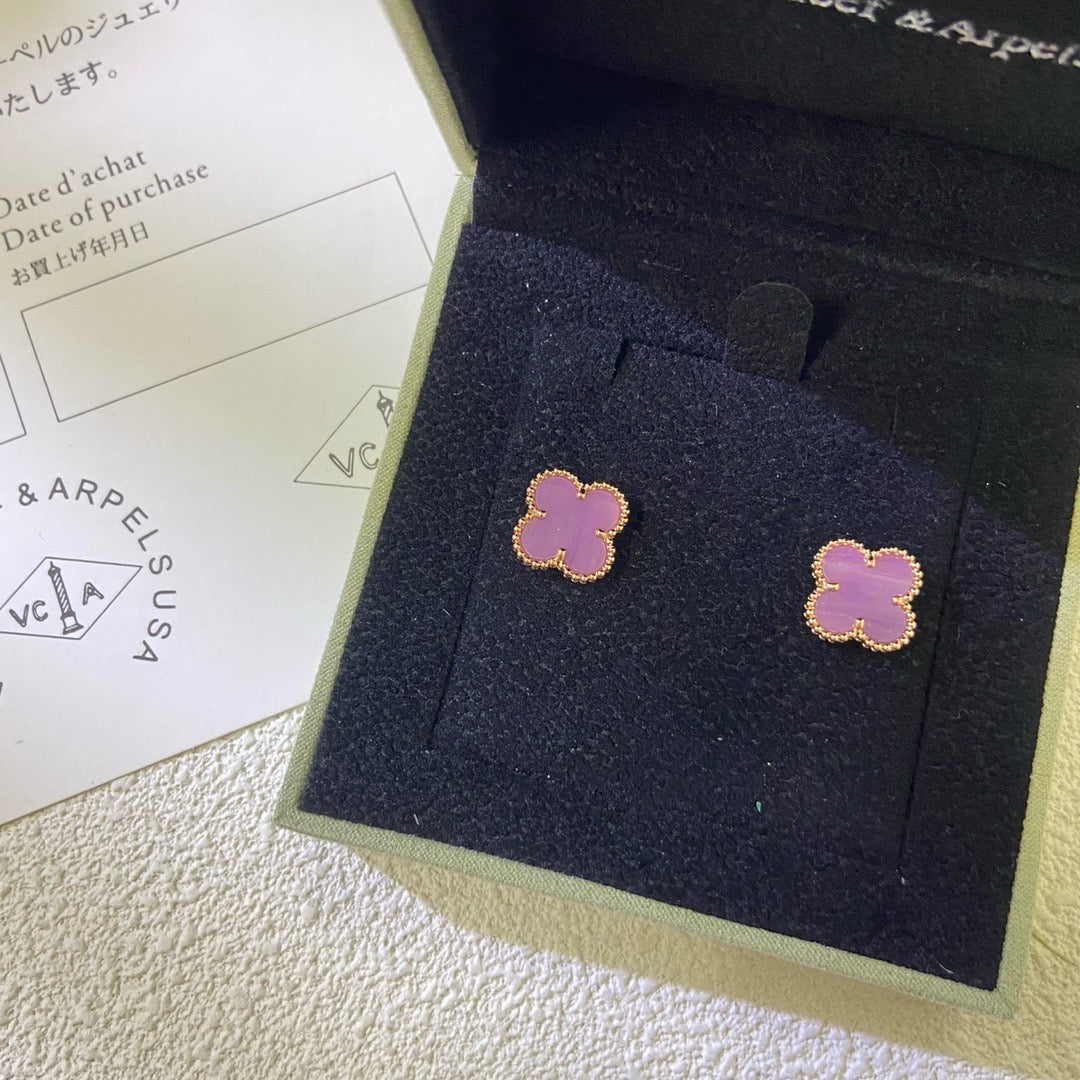 [Elowen jewelsry ]CLOVER MINI 9.5MM  PURPLE VIOLET EARRINGS