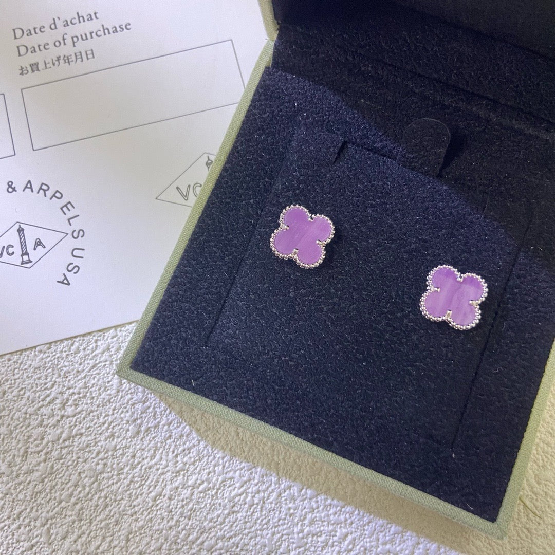 [Elowen jewelsry ]CLOVER MINI 9.5MM  PURPLE VIOLET EARRINGS