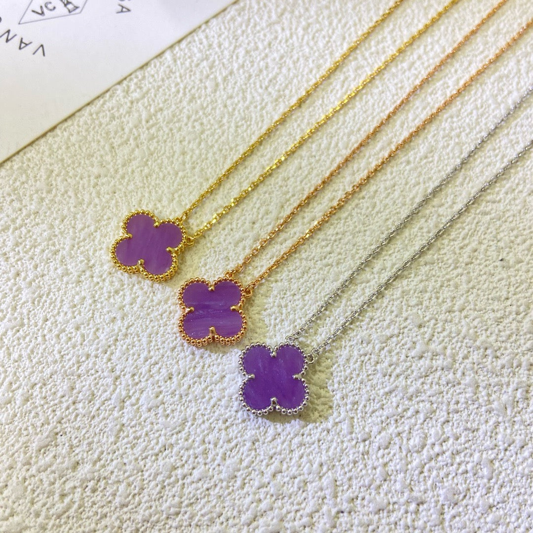 [Elowen jewelsry ]CLOVER 15MM  PURPLE VIOLET NECKLACE