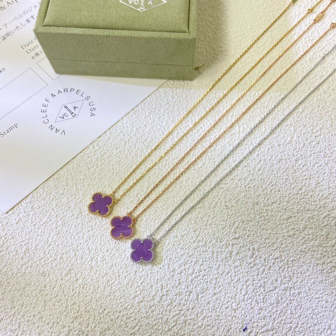 [Elowen jewelsry ]CLOVER 15MM  PURPLE VIOLET NECKLACE