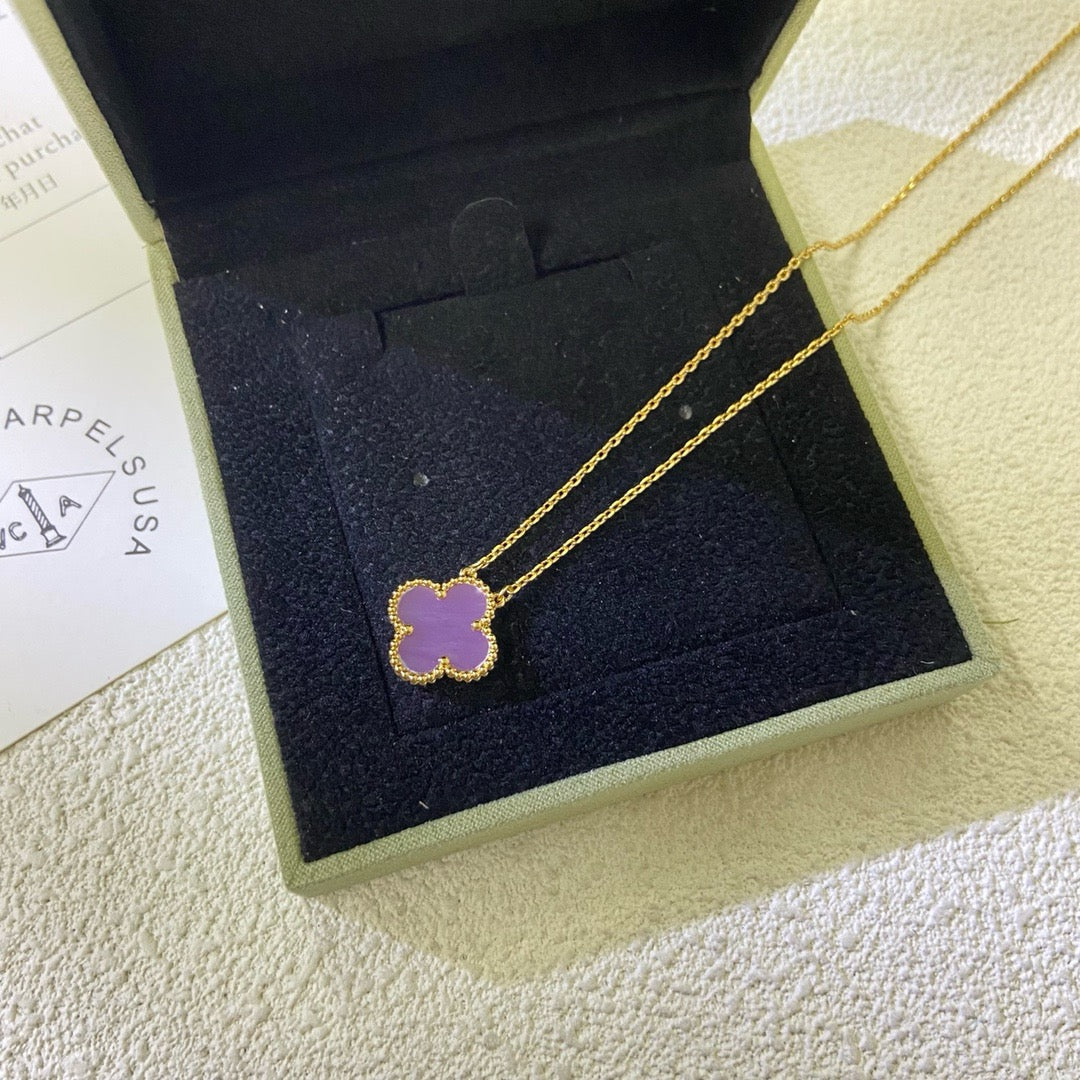 [Elowen jewelsry ]CLOVER 15MM  PURPLE VIOLET NECKLACE