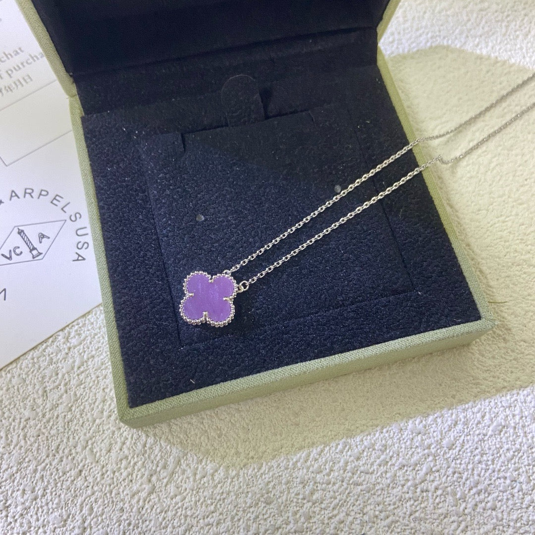[Elowen jewelsry ]CLOVER 15MM  PURPLE VIOLET NECKLACE
