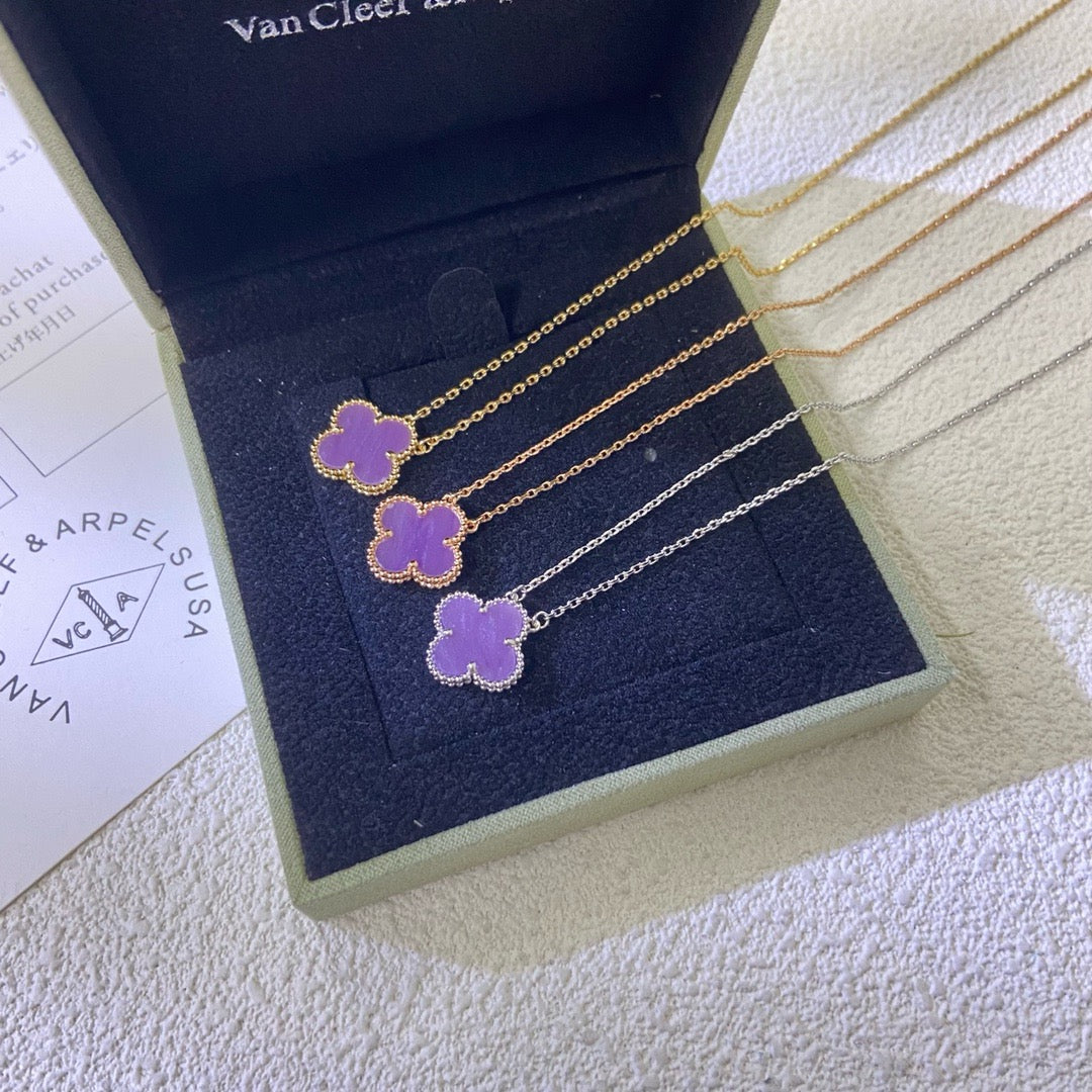 [Elowen jewelsry ]CLOVER 15MM  PURPLE VIOLET NECKLACE