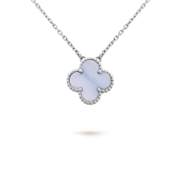 [Elowen jewelsry ]CLOVER 15MM BLUE CHALCEDONY NECKLACE SILVER