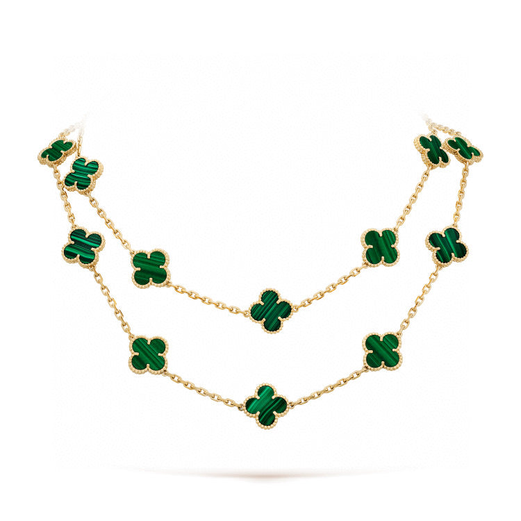 [Elowen jewelsry ]CLOVER 20 MOTIFS MALACHITE GOLD