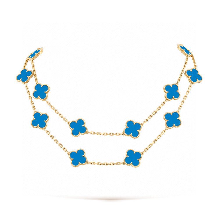 [Elowen Schmuck] KLEEBATT 20 MOTIVE BLAUER ACHAT GOLD