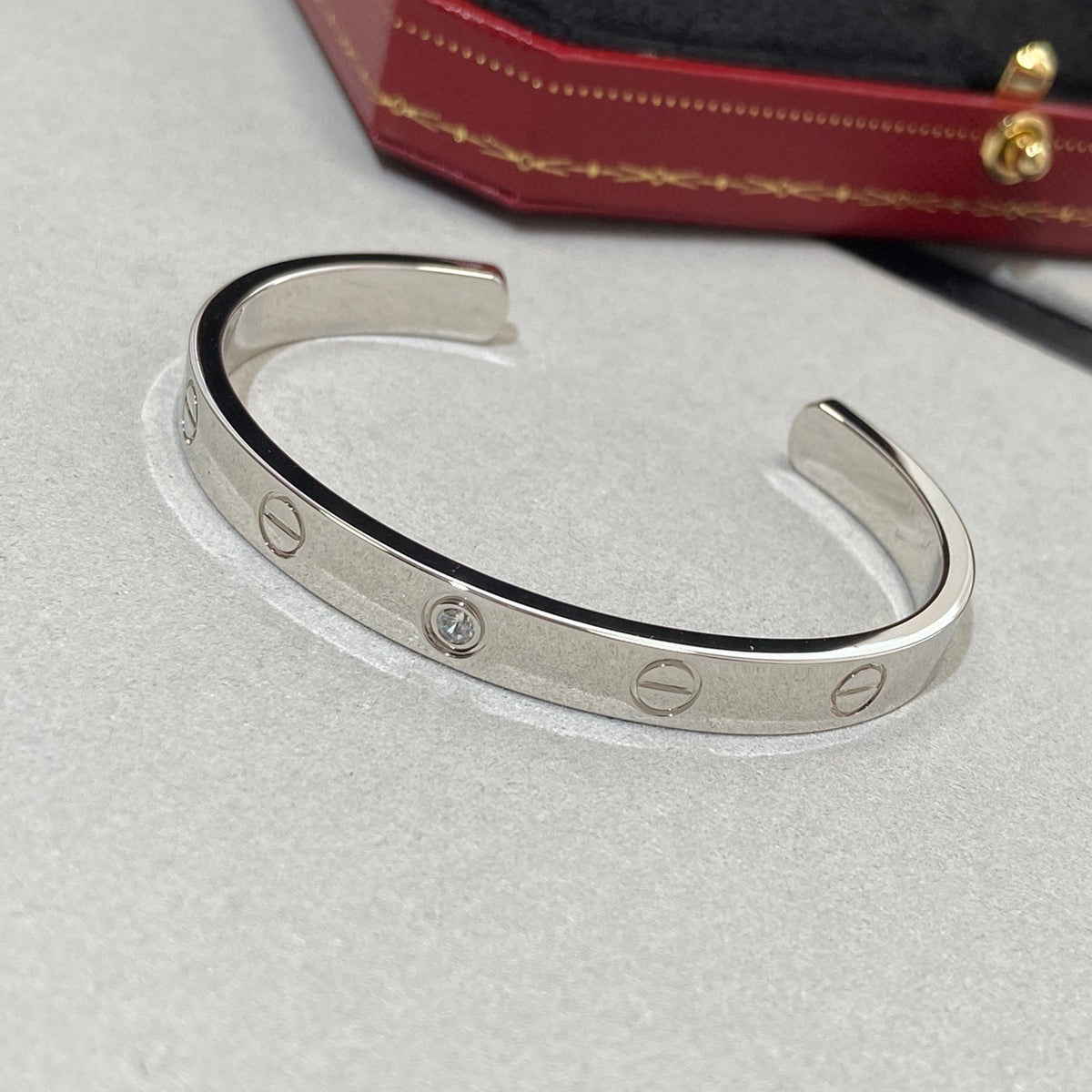 [Elowen jewelsry ]LOVE BRACELET 6.1MM 1 DIAMOND OPEN CUFF