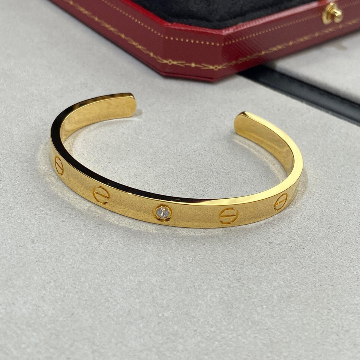 [Elowen jewelsry ]LOVE BRACELET 6.1MM 1 DIAMOND OPEN CUFF