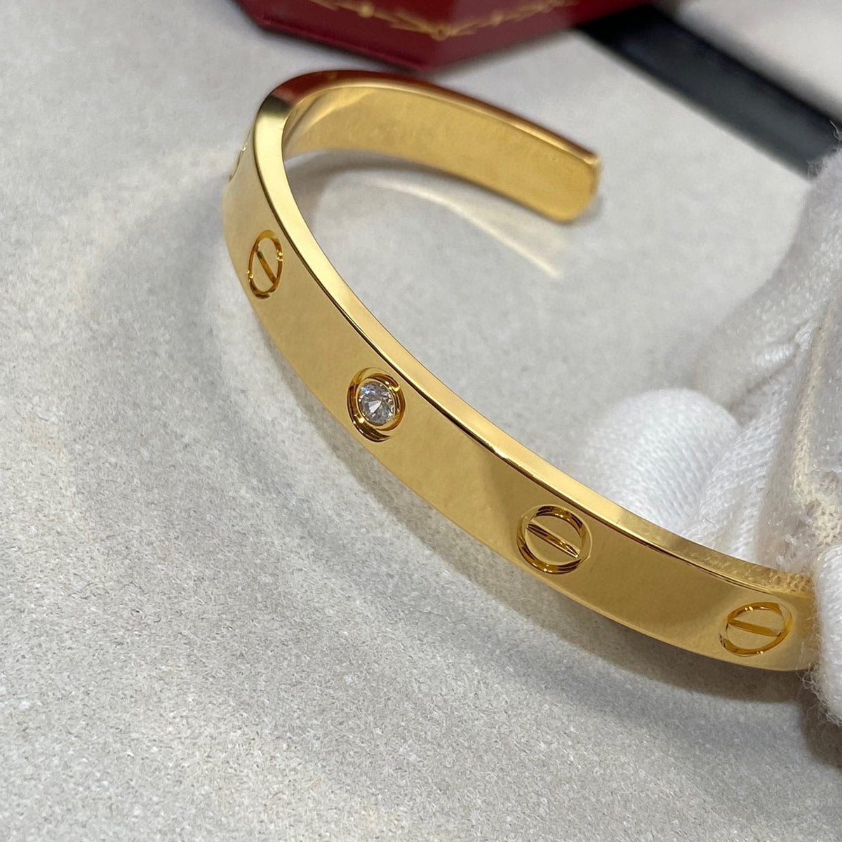 [Elowen jewelsry ]LOVE BRACELET 6.1MM 1 DIAMOND OPEN CUFF