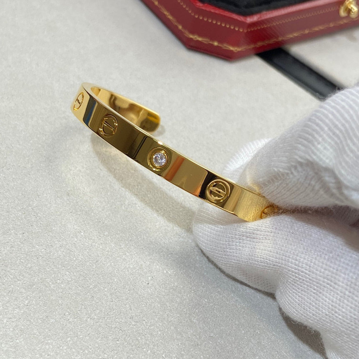 [Elowen jewelsry ]LOVE BRACELET 6.1MM 1 DIAMOND OPEN CUFF