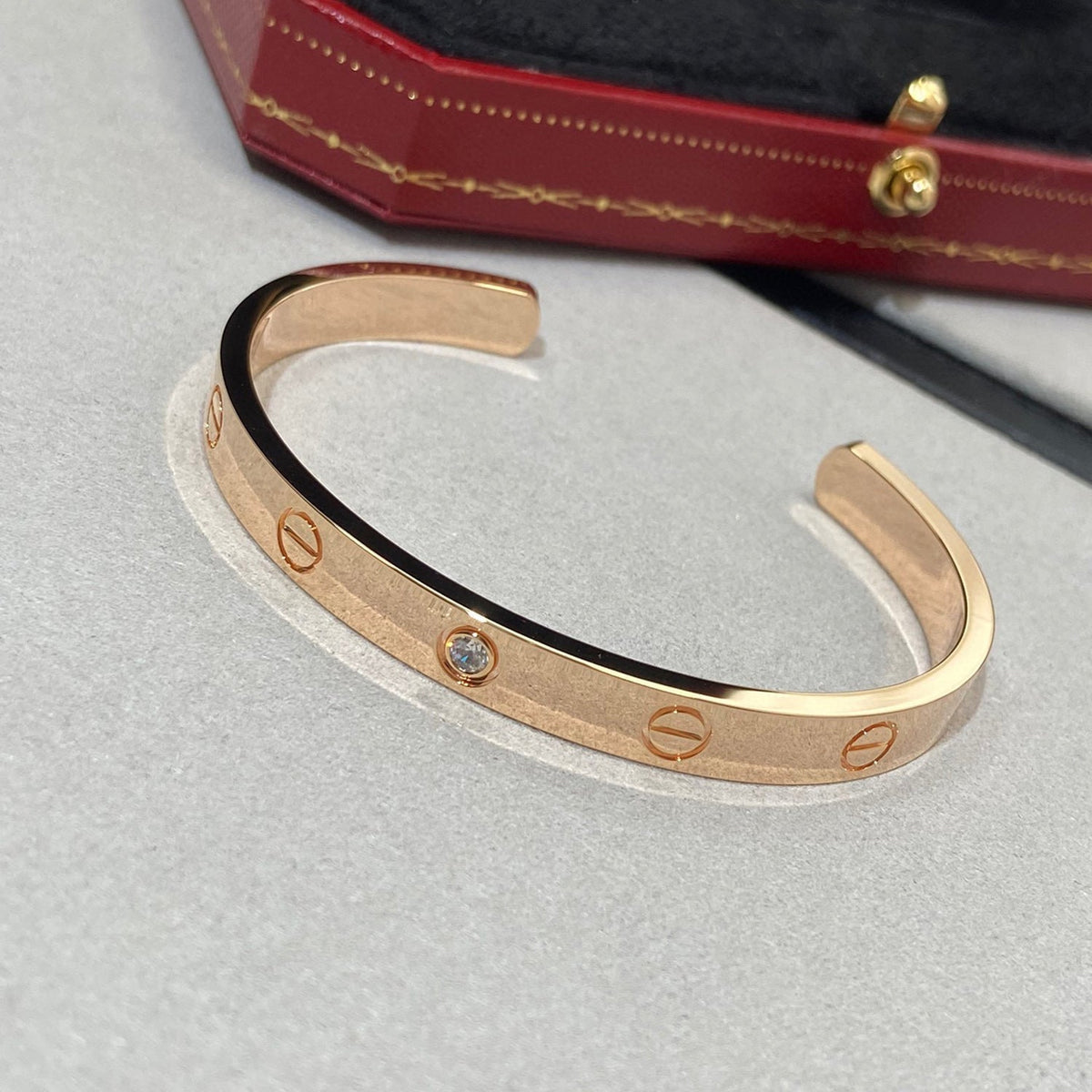 [Elowen jewelsry ]LOVE BRACELET 6.1MM 1 DIAMOND OPEN CUFF