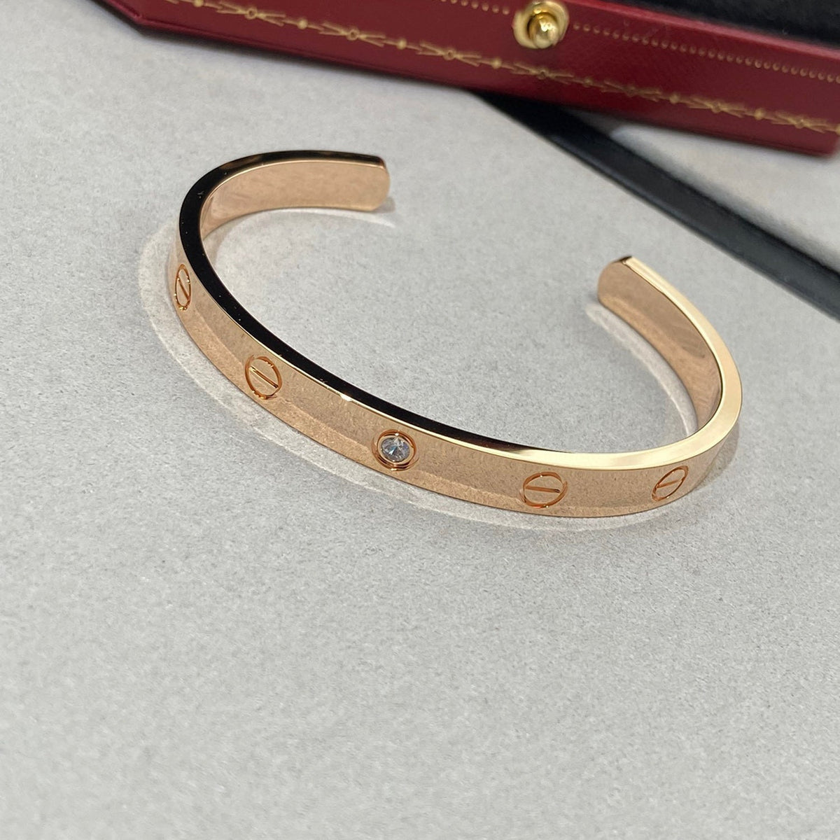 [Elowen jewelsry ]LOVE BRACELET 6.1MM 1 DIAMOND OPEN CUFF