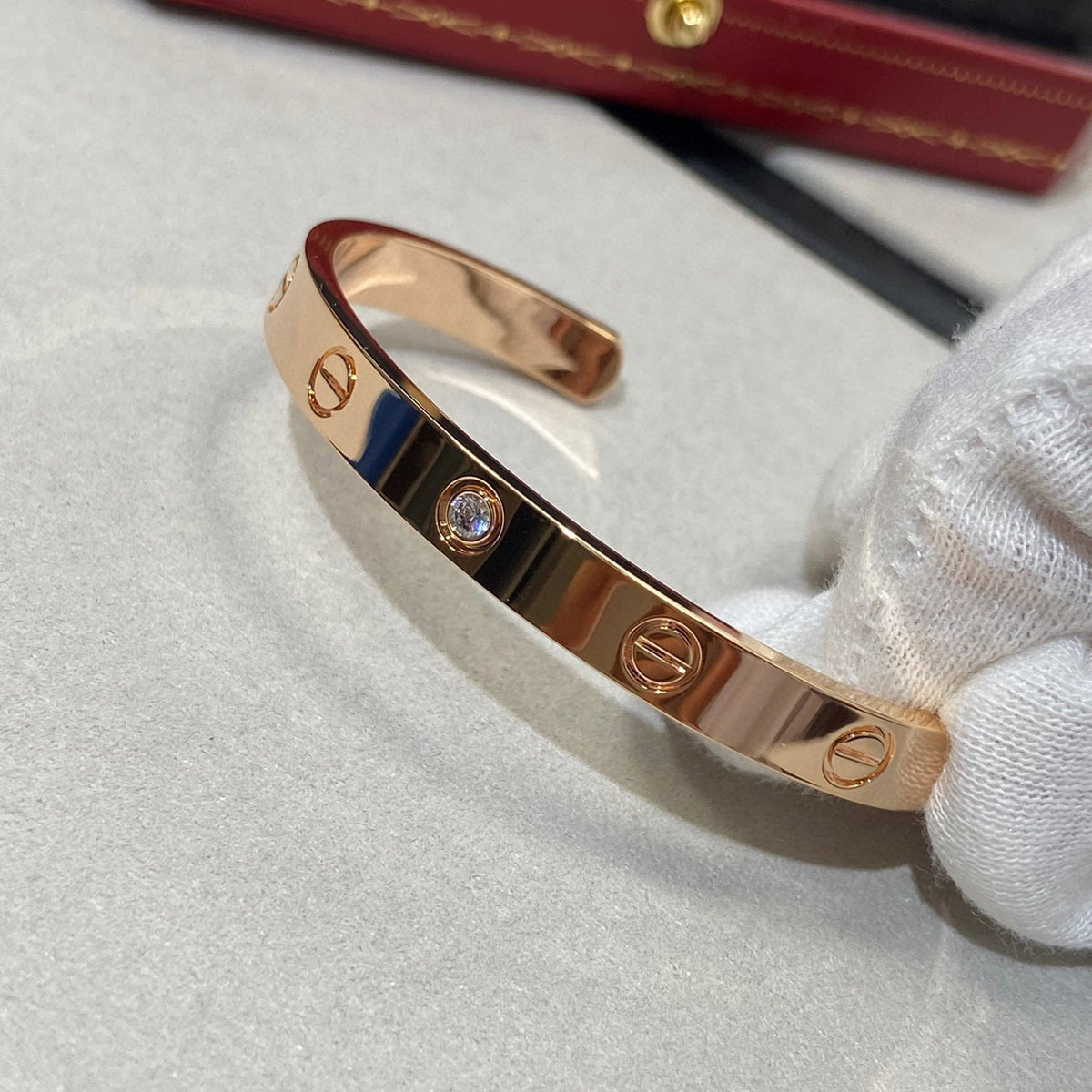 [Elowen jewelsry ]LOVE BRACELET 6.1MM 1 DIAMOND OPEN CUFF
