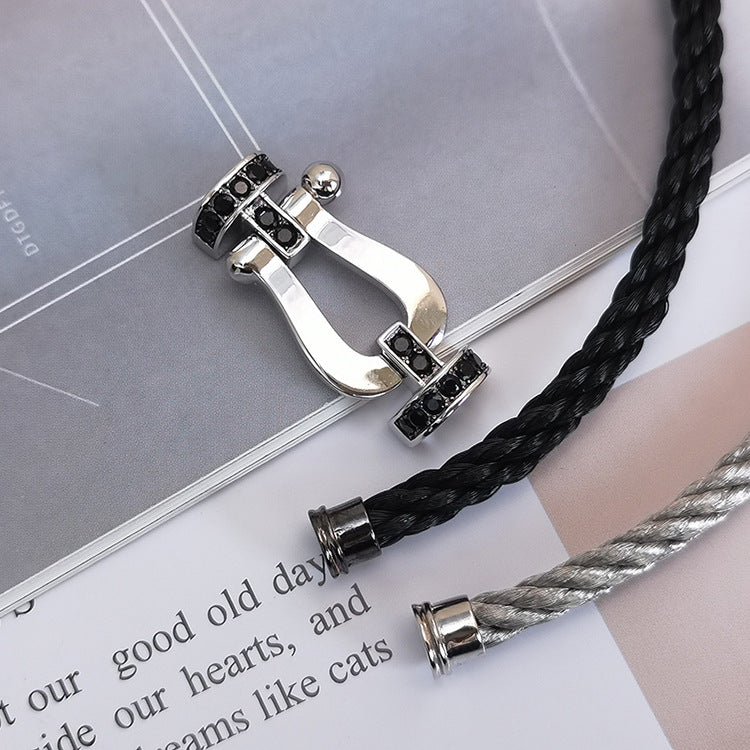 [Elowen jewelsry ]FORCE LARGE HORSESHOE BLACK DIAMOND BRACELET SILVER