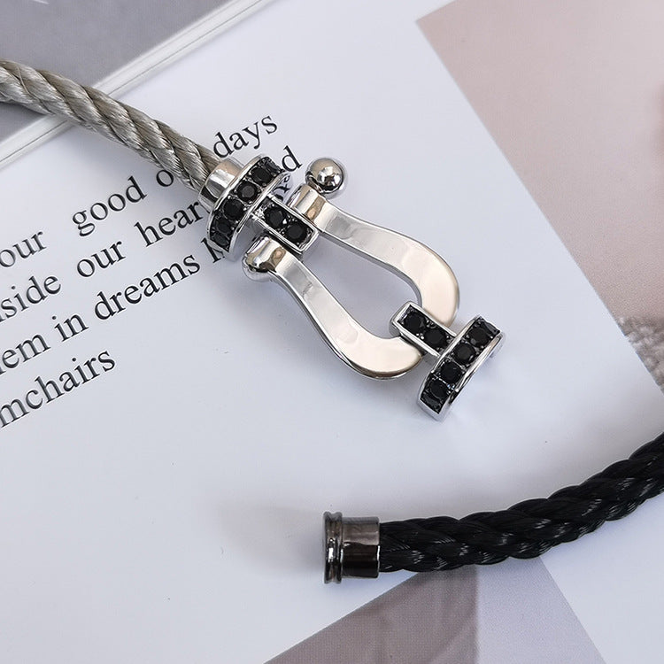 [Elowen jewelsry ]FORCE LARGE HORSESHOE BLACK DIAMOND BRACELET SILVER