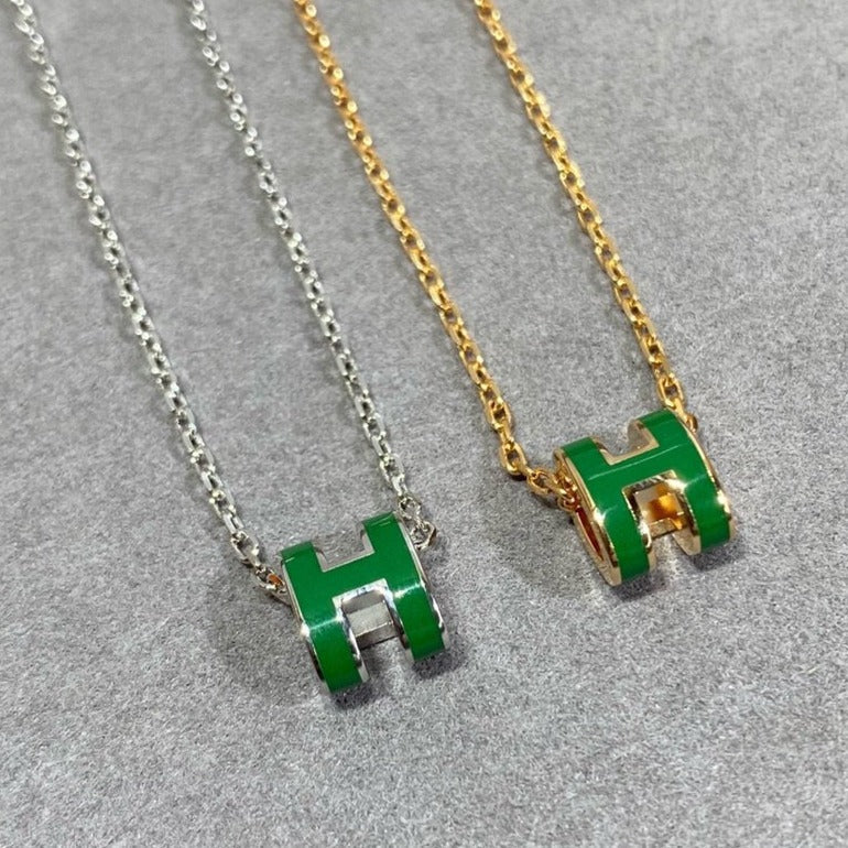 [Elowen Schmuck] POP H GRÜNE HALSKETTE AUS SILBER UND GOLD