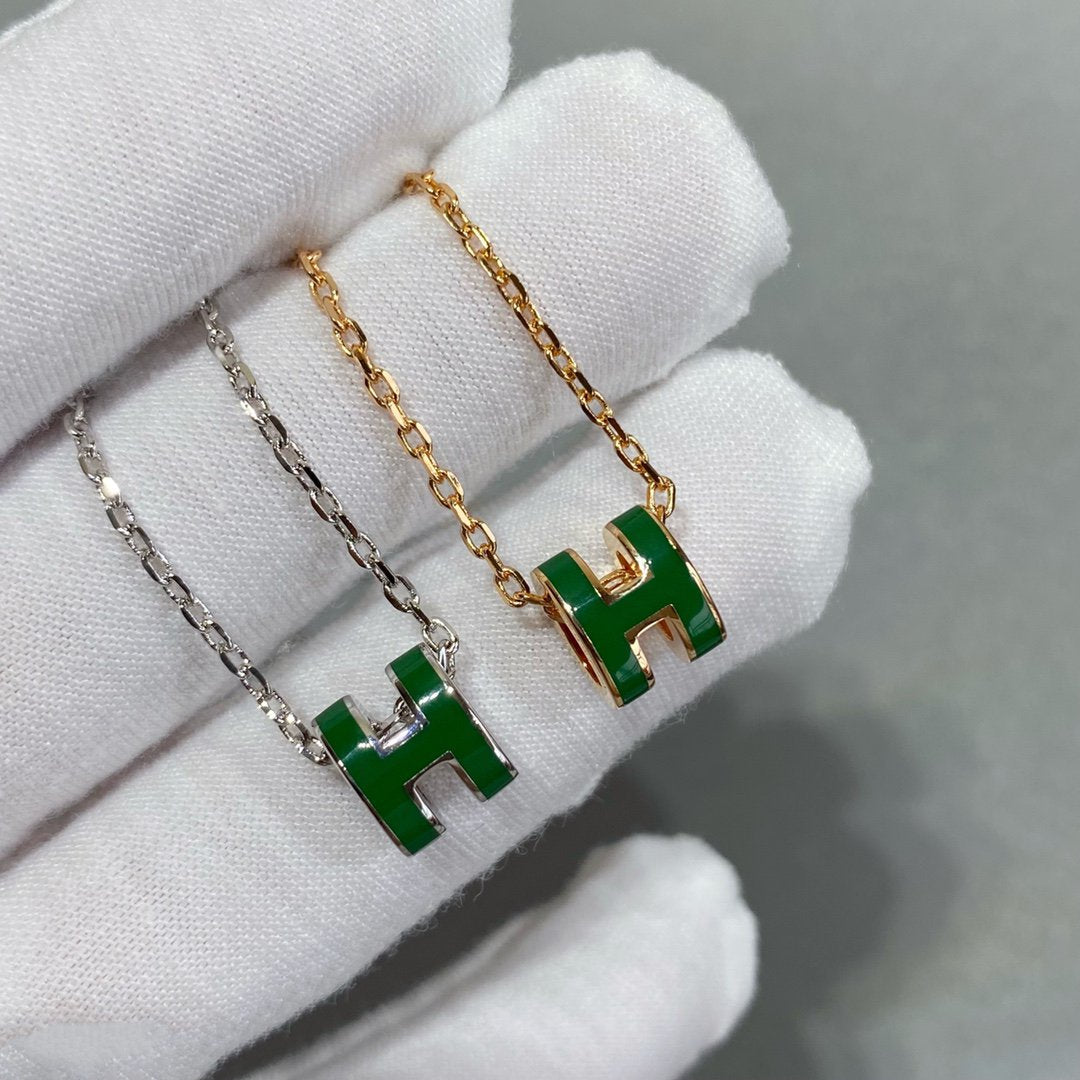 [Elowen jewelsry ]POP H GREEN NECKLACE SILVER AND GOLD