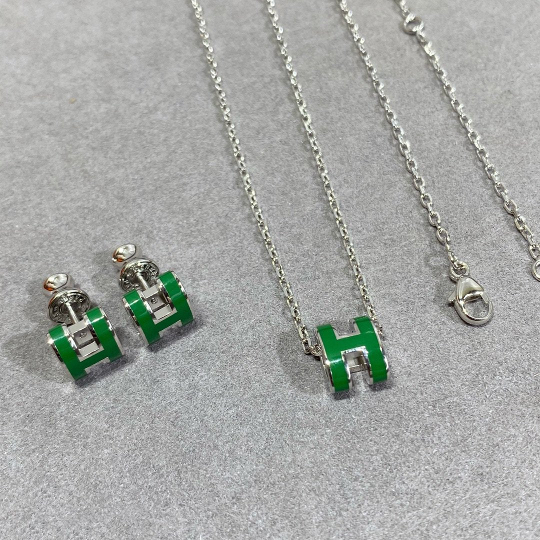 [Elowen Schmuck] POP H GRÜNE HALSKETTE AUS SILBER UND GOLD
