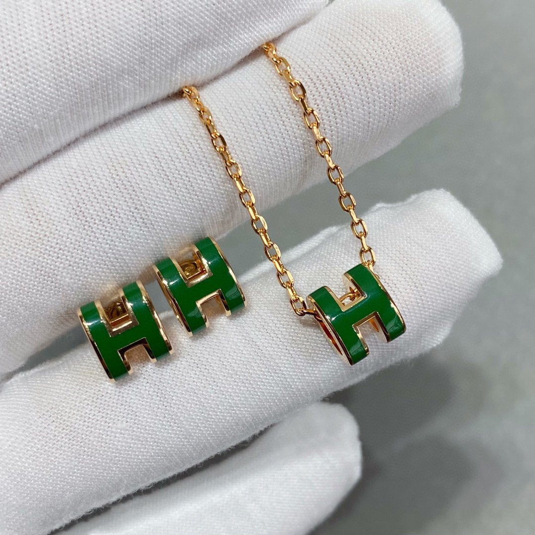 [Elowen Schmuck] POP H GRÜNE HALSKETTE AUS SILBER UND GOLD