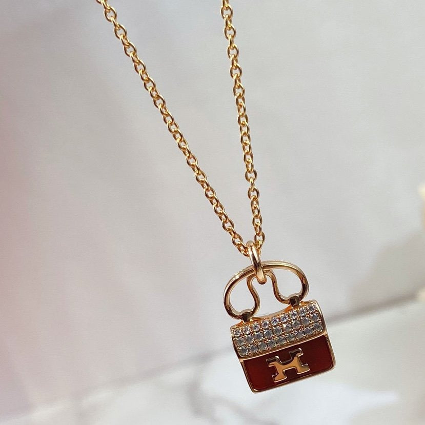 [Elowen Schmuck] CONSTANCE ROTER ANHÄNGER ROSÉGOLD-HALSKETTE
