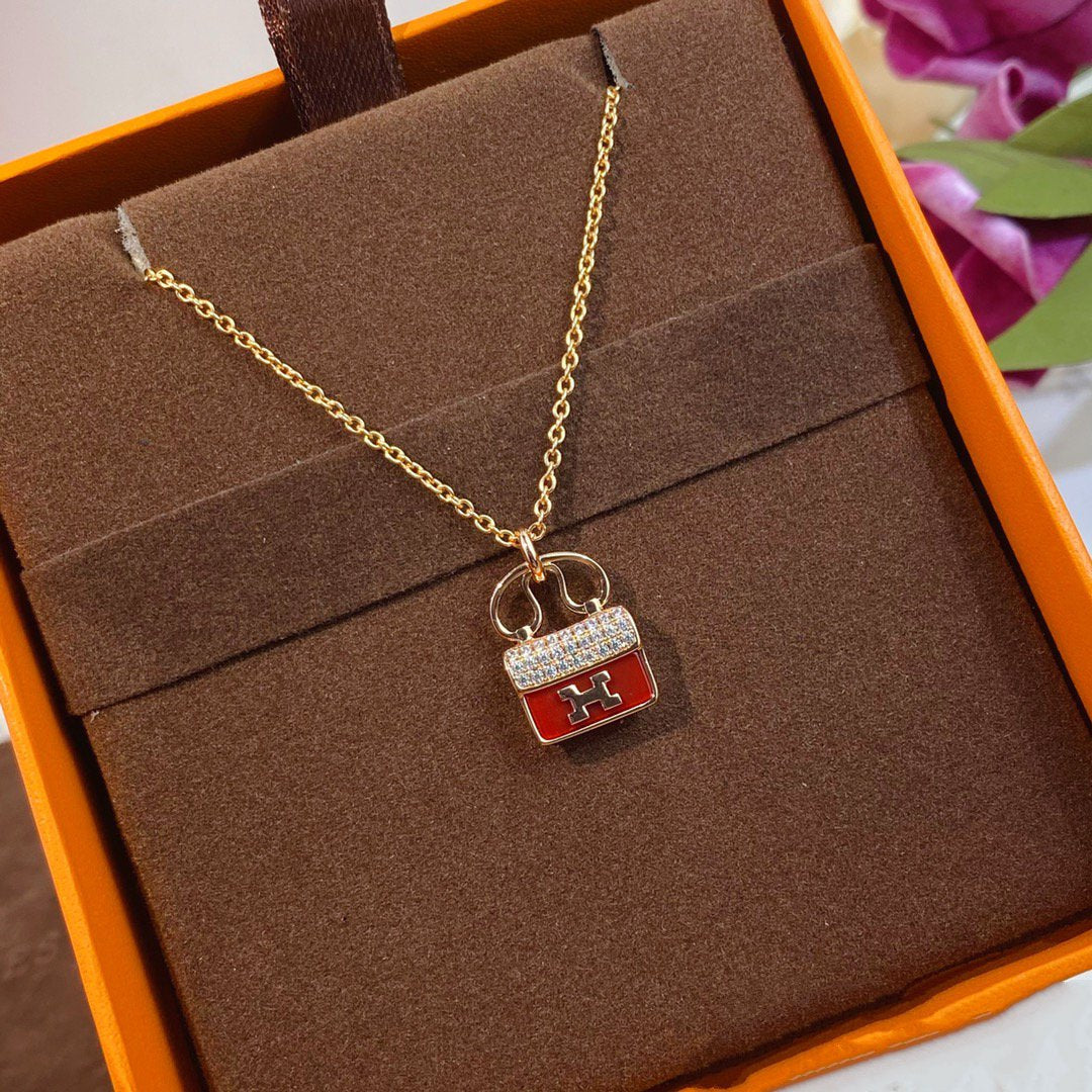 [Elowen Schmuck] CONSTANCE ROTER ANHÄNGER ROSÉGOLD-HALSKETTE