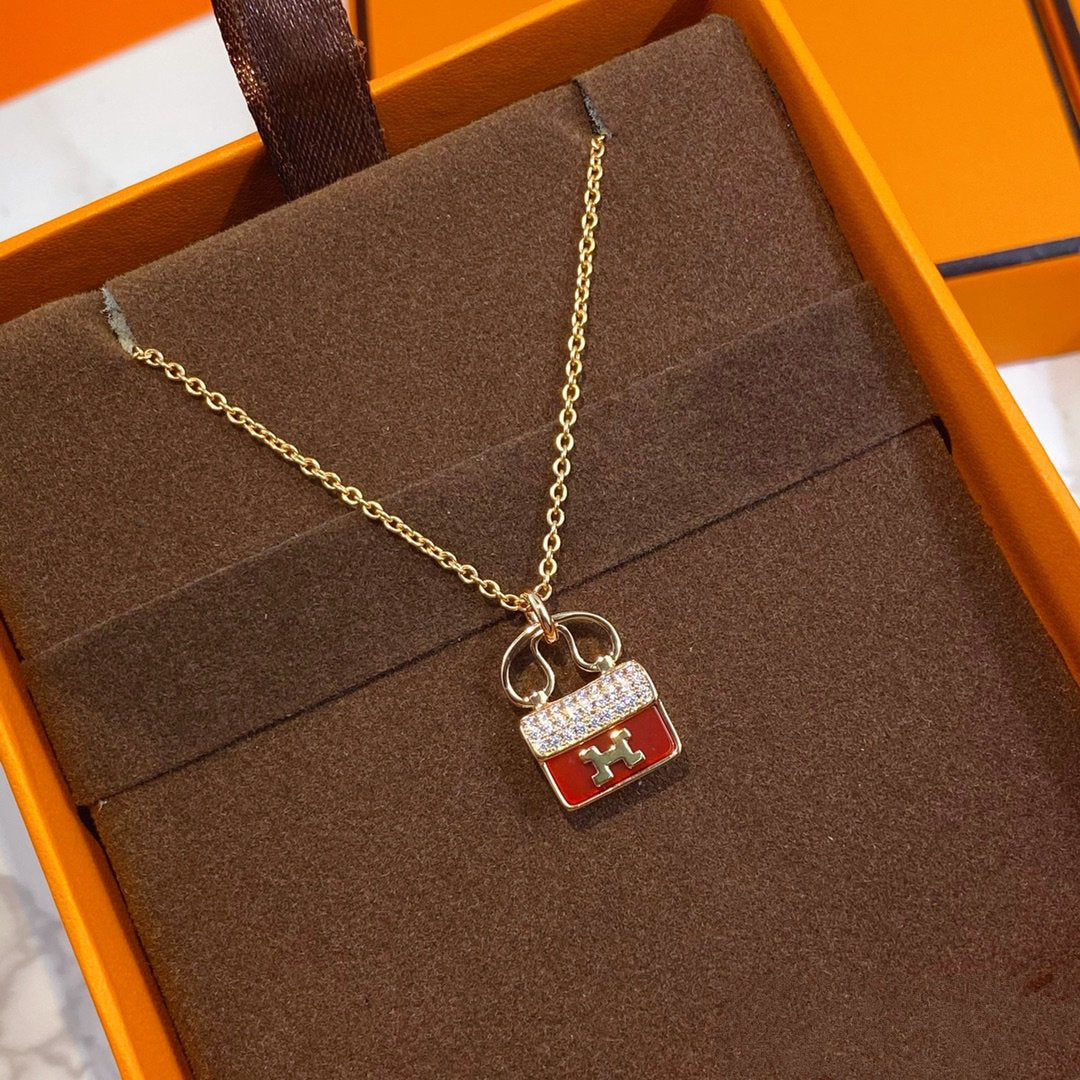 [Elowen Schmuck] CONSTANCE ROTER ANHÄNGER ROSÉGOLD-HALSKETTE
