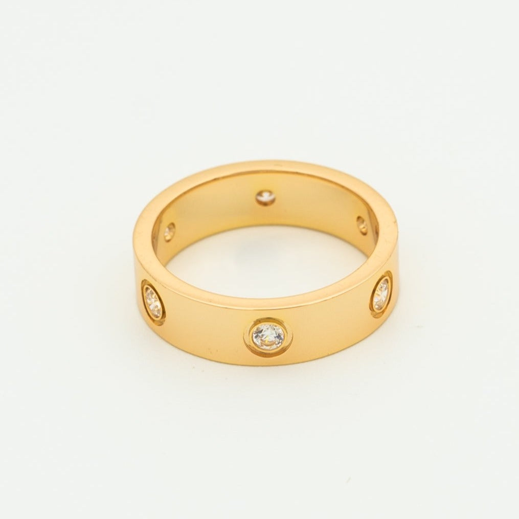 [Elowen jewelsry ]LOVE RING 5.5MM 6 DIAMONDS PINK GOLD