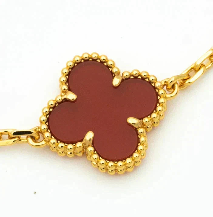 [Elowen jewelsry ] CLOVER 5 MOTIF RED CORNELIAN BRACELET COLLECTION