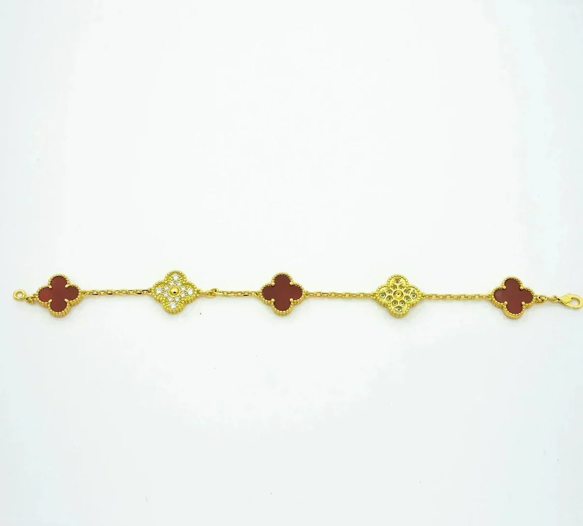 [Elowen jewelsry ] CLOVER 5 MOTIF RED CORNELIAN BRACELET COLLECTION