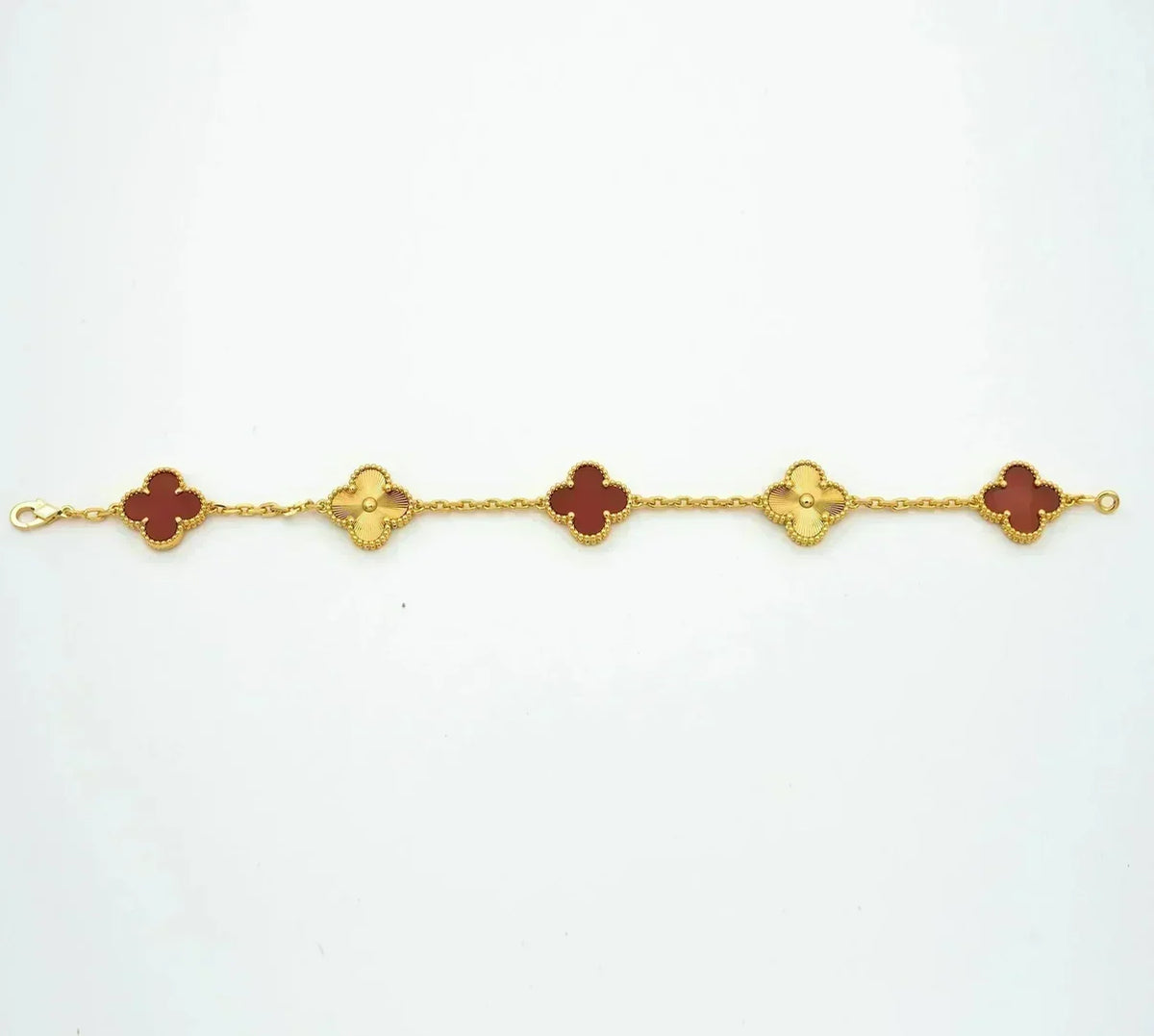 [Elowen jewelsry ] CLOVER 5 MOTIF RED CORNELIAN BRACELET COLLECTION