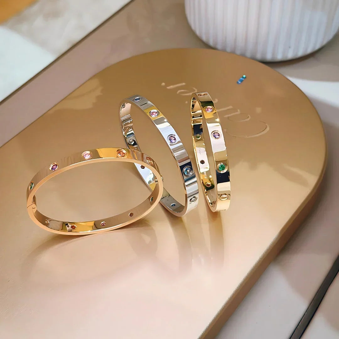[Elowen jewelsry]CLASSIC 6.1MM LOVEブレスレット 10ダイヤモンド マルチカラー