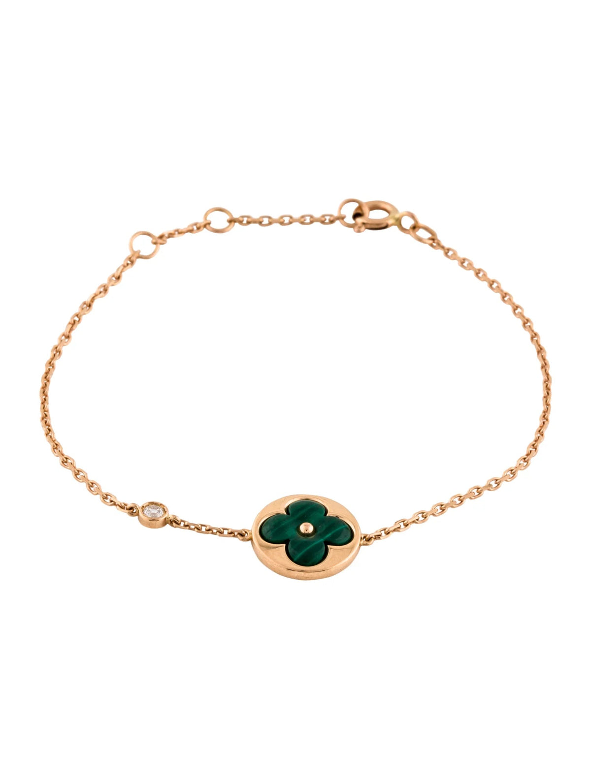 [Elowen jewelsry ]SONNEN-MALACHIT 1 DIAMANT ROSÉGOLD ARMBAND