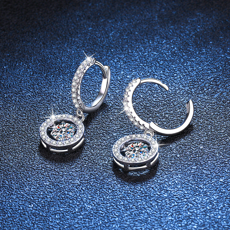 [Elowen]DANCING MOISSANITE HALO DROP HOOP EARRINGS