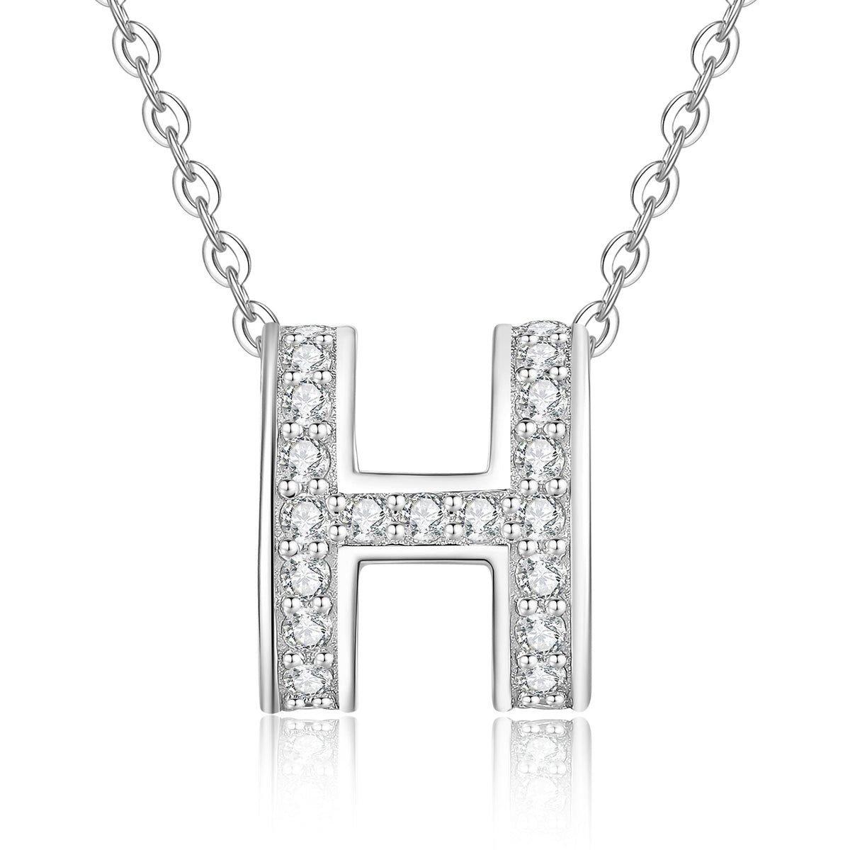 [Elowen]VOLL-PAVÉ "H" MOISSANITE-ANHÄNGER-HALSKETTE