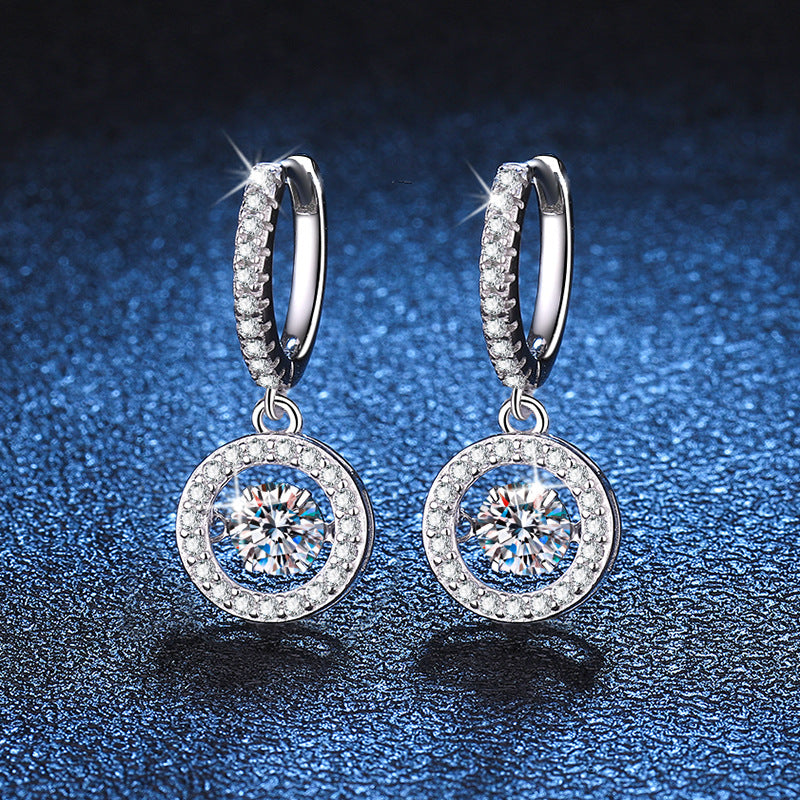 [Elowen]DANCING MOISSANITE HALO DROP HOOP EARRINGS
