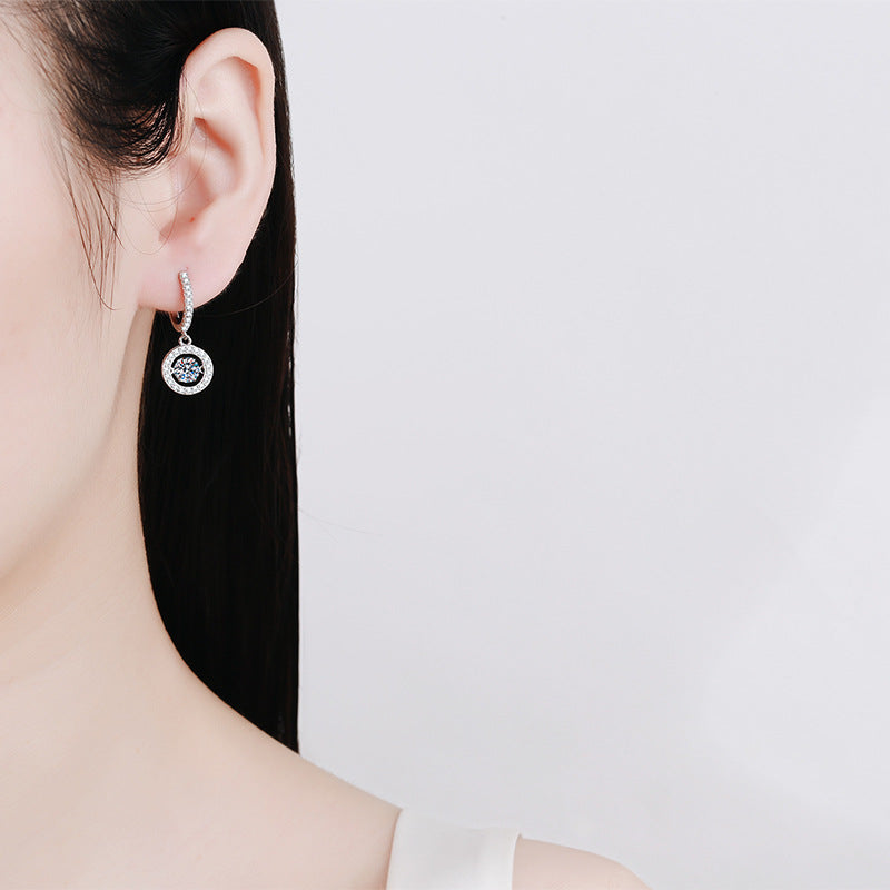 [Elowen]DANCING MOISSANITE HALO DROP HOOP EARRINGS