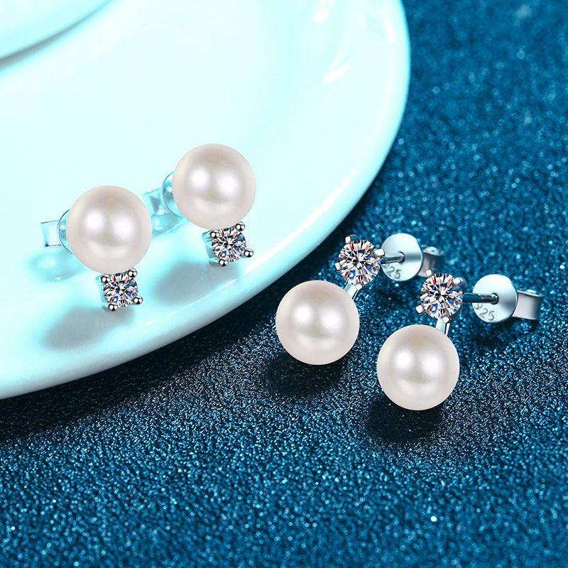 [Elowen]ELEGANT NATURAL PEARL & MOISSANITE DROP EARRINGS