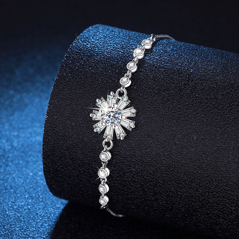 [Elowen]STRAHLENDES EISKRISTALL-SONNENBLUMEN-MOISSANIT-ARMBAND