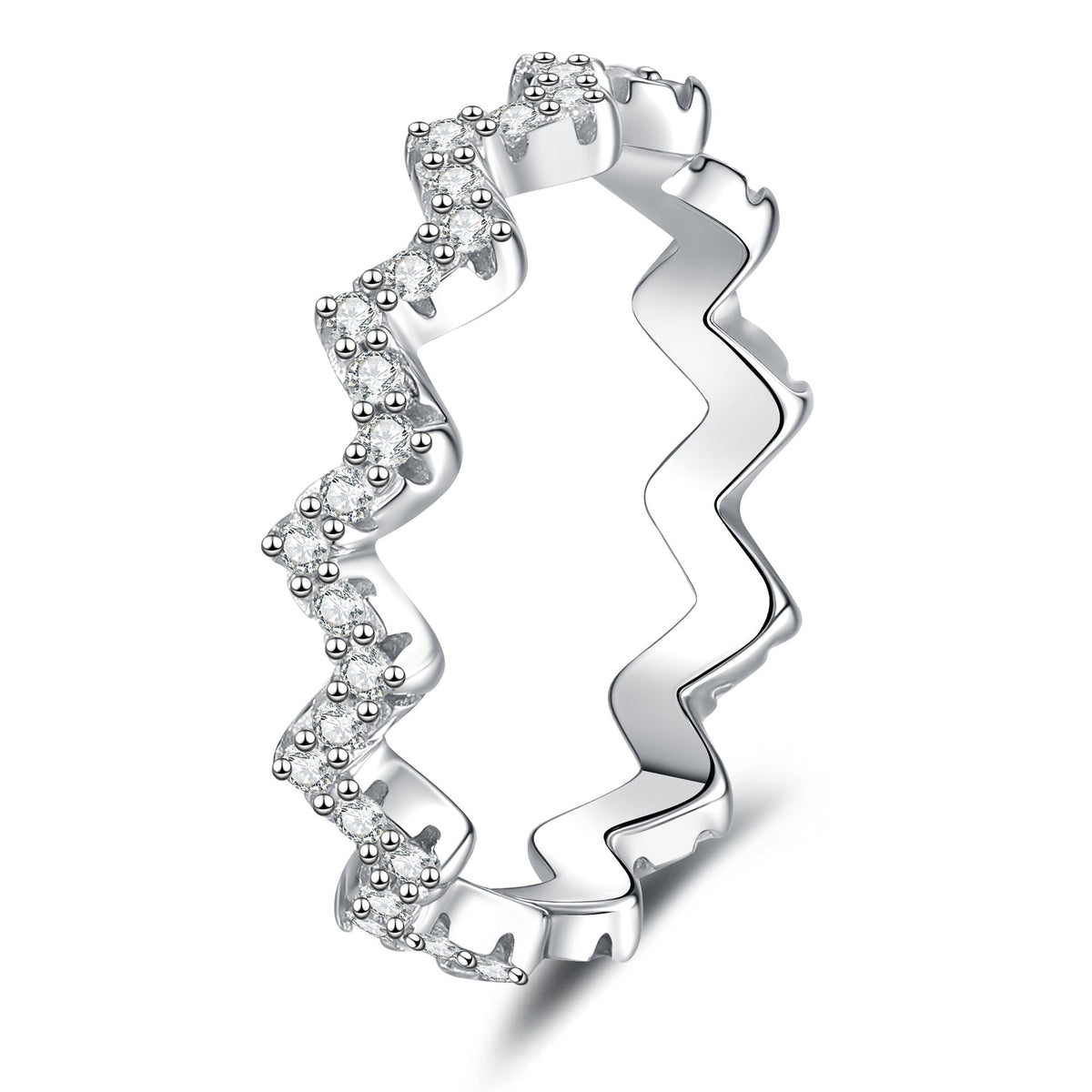[Elowen] CHIC WELLENFÖRMIGER MOISSANIT-ETERNITY-RING