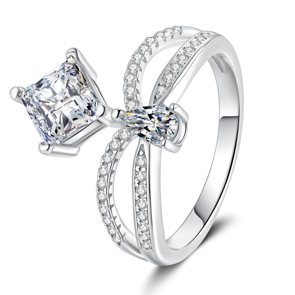 [Elowen] ELEGANTES MOISSANIT-RING-DESIGN MIT DOPPELTER VERDREHUNG