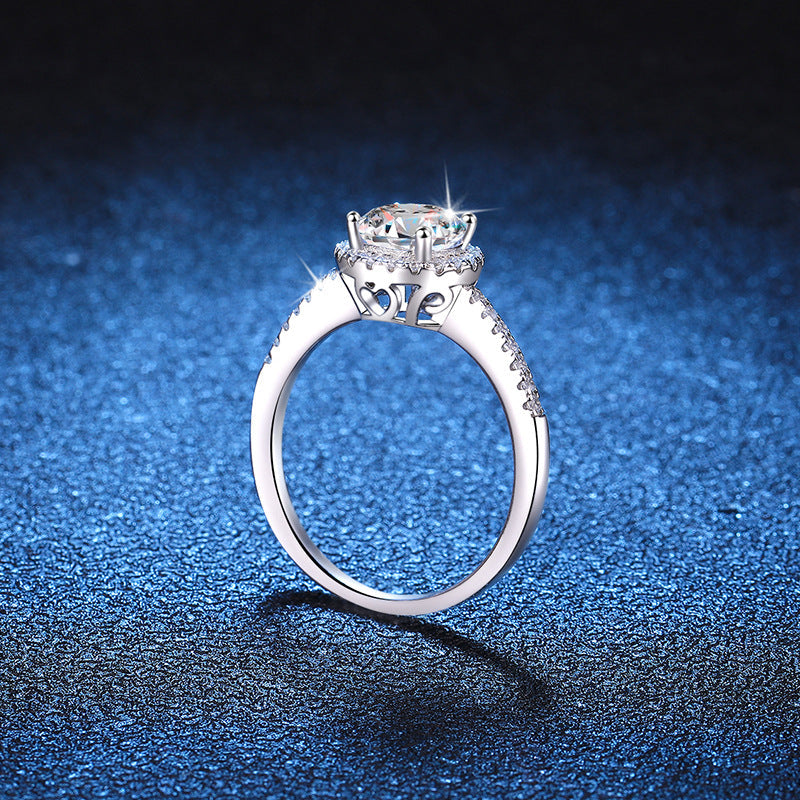 [Elowen]ラディアントカット・ラウンドハロー・モアサナイト婚約指輪