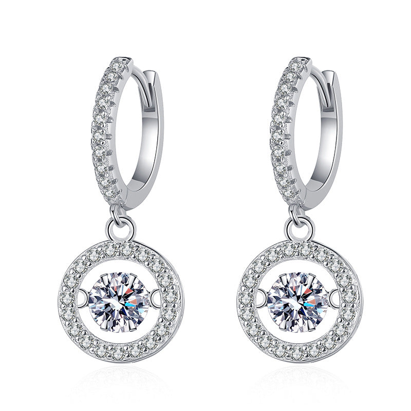[Elowen]DANCING MOISSANITE HALO DROP HOOP EARRINGS