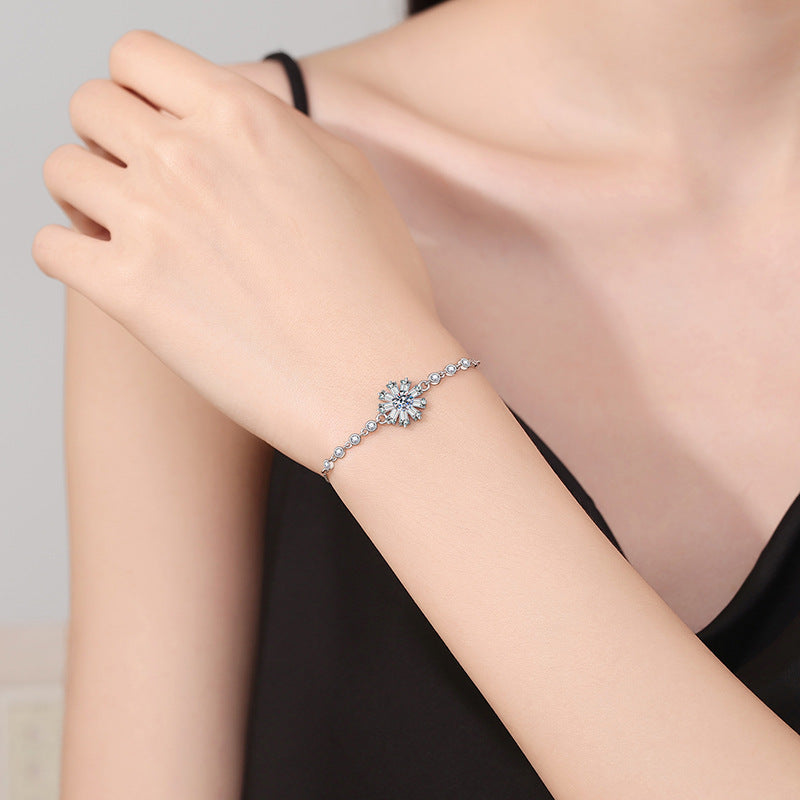 [Elowen]STRAHLENDES EISKRISTALL-SONNENBLUMEN-MOISSANIT-ARMBAND