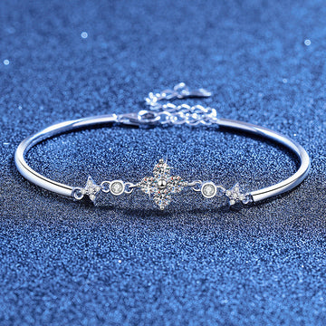 [Elowen]CLOVER & TWIN-STAR MOISSANITE BRACELET
