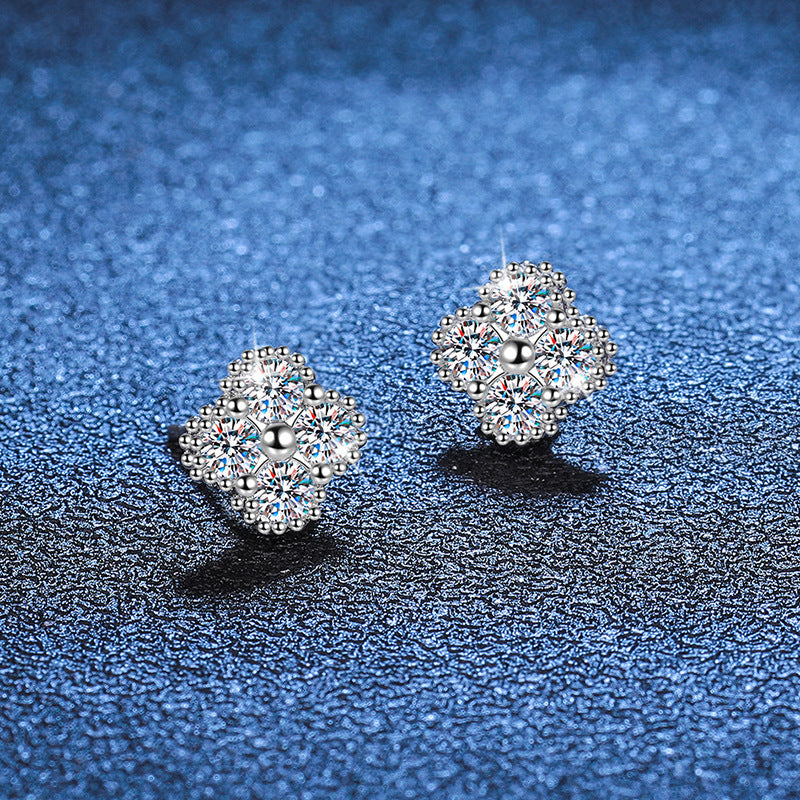 [Elowen]ELEGANT FOUR-LEAF CLOVER MOISSANITE STUD EARRINGS